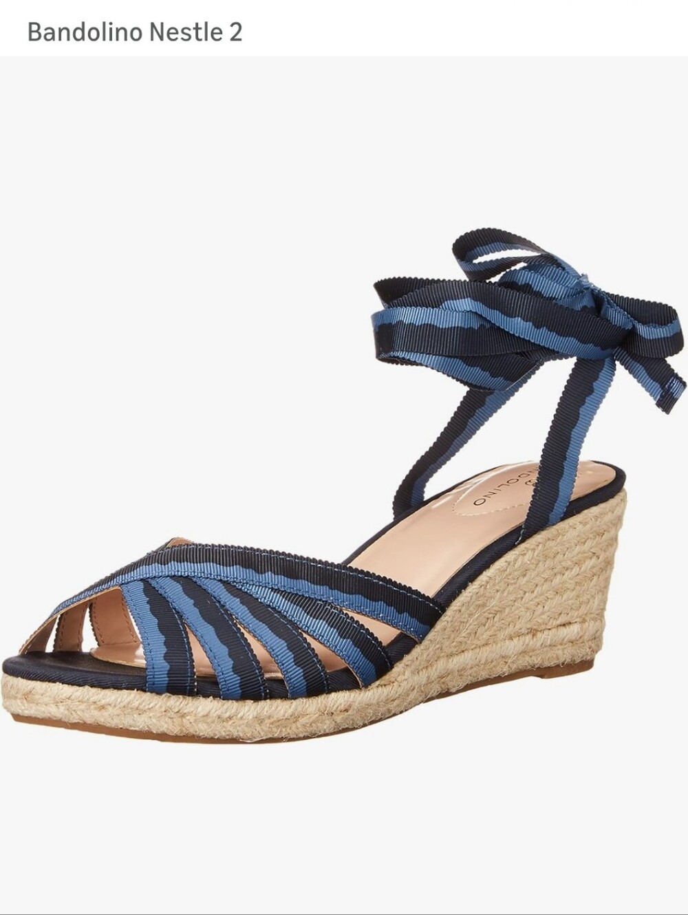 Bandolino Nestle 2 Blue Ribbon Espadrille Wedge Sandals Lace Up Ankle Tie 8.5 - Picture 4 of 15